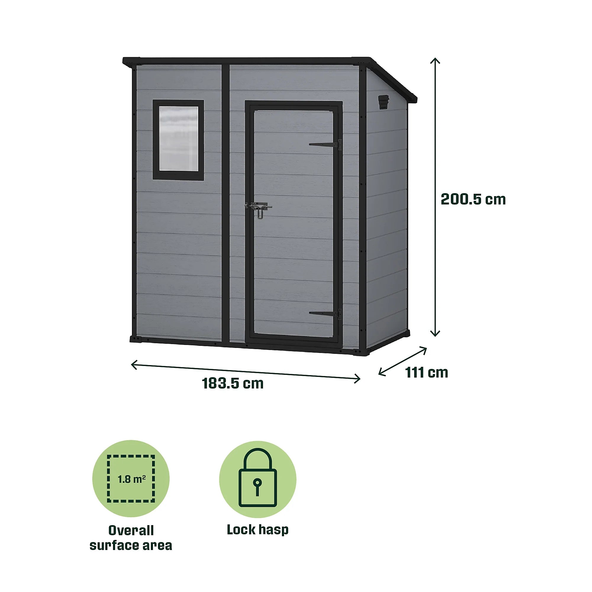 Klikstrom Senner 6×4 ft Pent Grey Shed with floor & 1 window